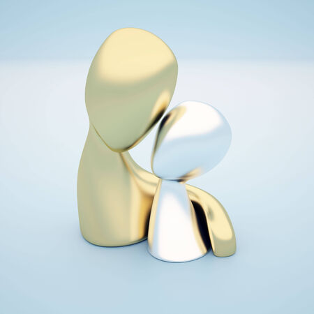 3d model of two figures caring about each otherの写真素材