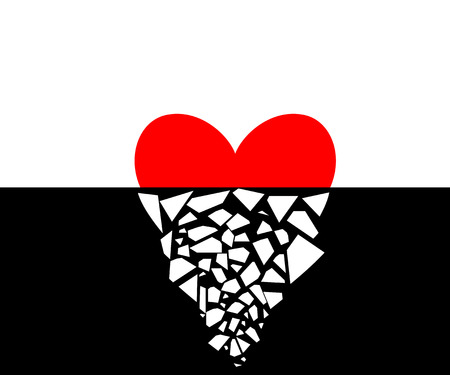 Vector illustration of a heart half broken.のイラスト素材