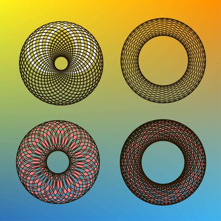 Vector illustration of four beautiful decorative patterns.のイラスト素材