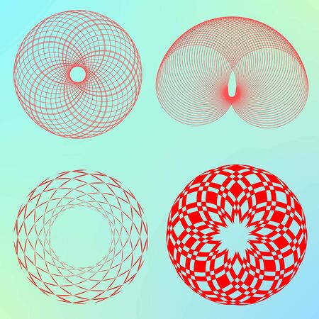 Vector illustration of four beautiful decorative patterns.のイラスト素材