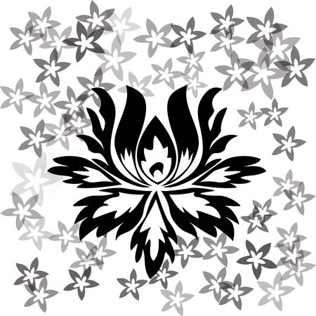 Vector illustration of a decorative flower on a background of little flowers.のイラスト素材