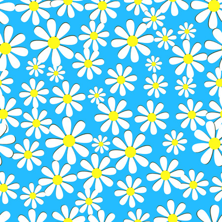 Vector illustration of seamless texture with daisies.のイラスト素材