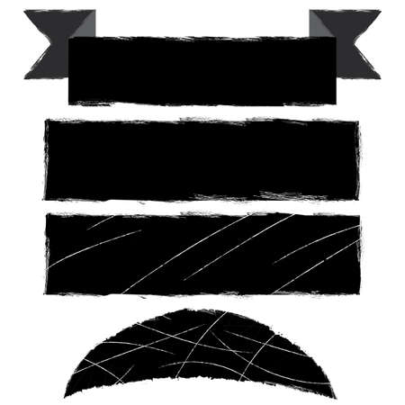 Vector grunge brush strokes backgrounds set,rectangle, brochures for text. Distress texture, isolated, black on white. Used as banners, labels, badges, frames templates.のイラスト素材