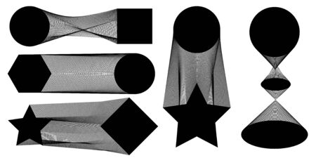 Vector illustration of a set of templates. Geometric figures linked by hundreds of linesのイラスト素材