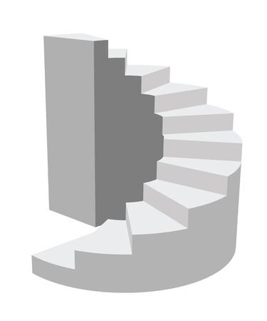 Vector illustration a circular staircase leading up. In the style of 3D. Isolated.のイラスト素材