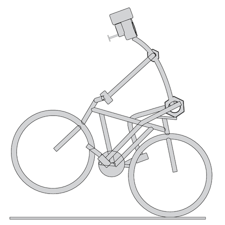 Vector illustration of a bicycle with a robot. Abstract. Isolated.のイラスト素材