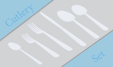 Vector illustration of a set of cutlery. 3D.のイラスト素材