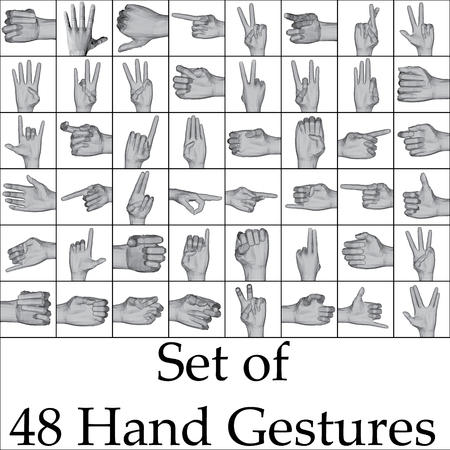Vector illustration set of hand gestures. のイラスト素材