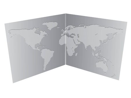 Vector illustration of a world map in the book. のイラスト素材