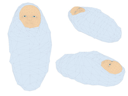 Vector illustration of a baby, wrapped in a sheet. Polygon.のイラスト素材