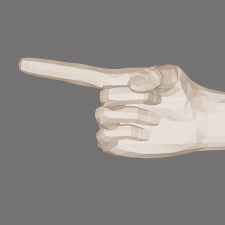 Polygonal human hand index finger shows the way. Vector illustration. 3D.のイラスト素材