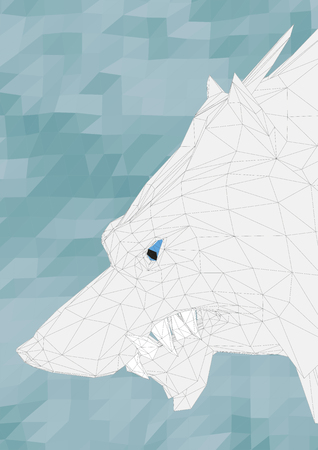 Polygon art with white wolf. Vector illustration.のイラスト素材