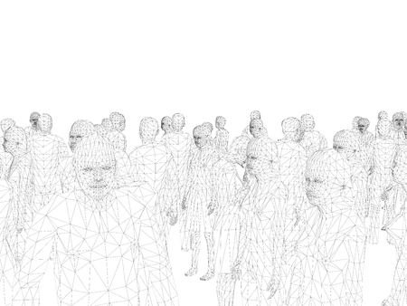 Vector illustration of a background with a crowd of people standing next to each other.のイラスト素材