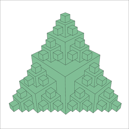 Vector illustration of cubes in 3d forming a triangleのイラスト素材