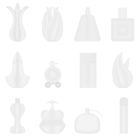 Set with bottles of 3D. Varied forms of vials. Vector illustration.のイラスト素材