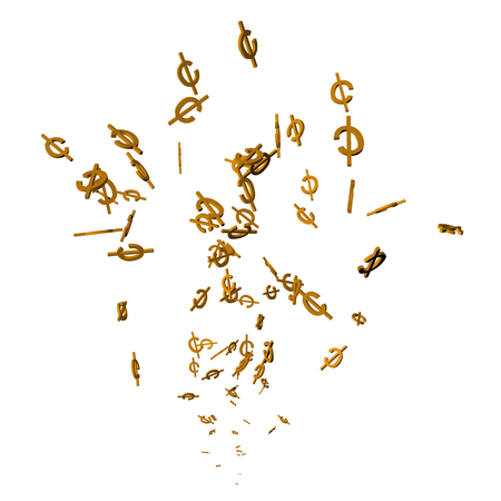 A stream of cents. 3D. Confetti from cents. Vector illustration.のイラスト素材