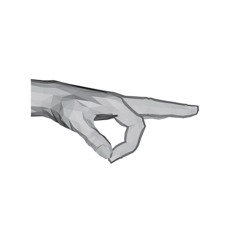 3D polygonal hand. Point and thumb together, keep a small thing. Vector illustration.のイラスト素材