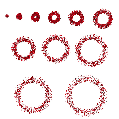 Animation with increasing rings of 3D squares. Vector illustration. A sequence with circles consisting of squares. Set of rings from cubes.のイラスト素材