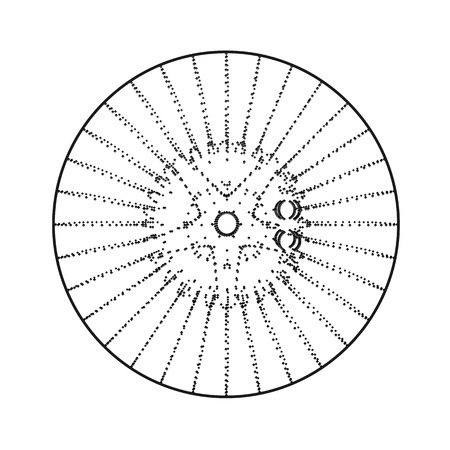 The wheel of the machine is made of dots. An abstract wheel of a car consisting of dots. A vector illustrationのイラスト素材