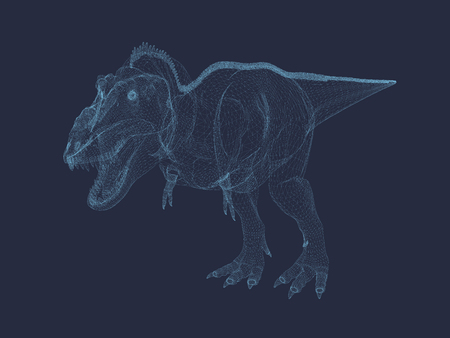 Polygonal 3D dinosaur. Vector illustration. Projection of a dinosaur.のイラスト素材