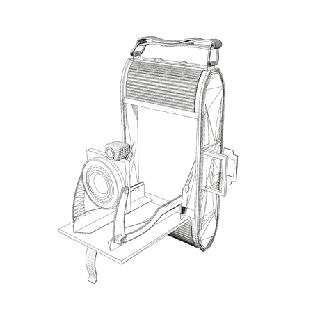 Vintage camera from the lines. Isometry Vector illustration.のイラスト素材