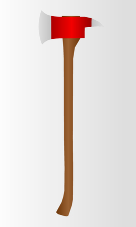 Fire axe. The ax with the brown handle and a red tip. Side view. Vector illustration.のイラスト素材
