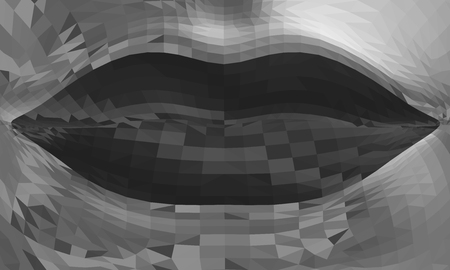 The lips of the girl. Polygonal black and white lips of the girl. Vector illustration.のイラスト素材
