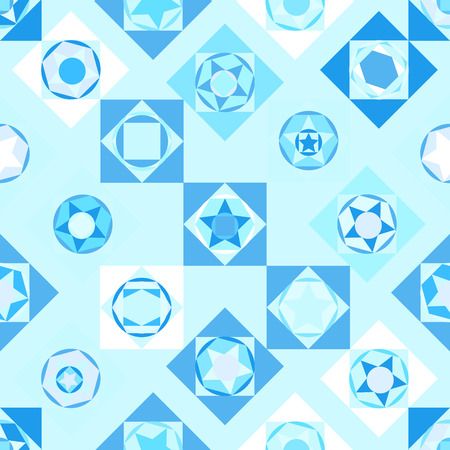 Seamless texture with geometric shapes in blue hues. Vector illustration.のイラスト素材
