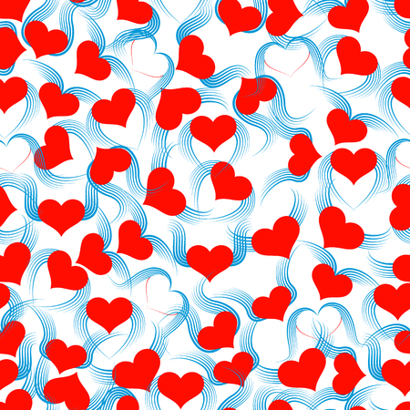 Seamless texture with hearts with wings. Vector illustration.のイラスト素材