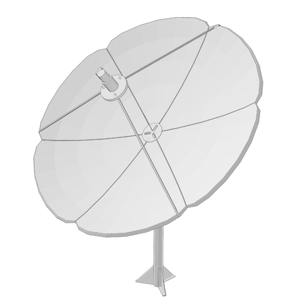 Satellite dish. Model of detailed satellite dish on a white background. 3D. Vector illustration.のイラスト素材