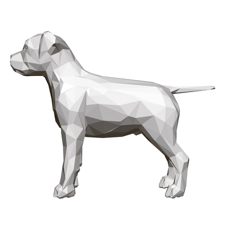 3D polygonal dog. Side view. Geometric figure of a dog. Bull Terrier Vector illustration.のイラスト素材