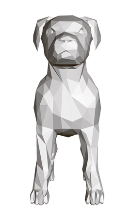 3D polygonal dog. Front view. Geometric figure of a dog. Bull Terrier Vector illustration.のイラスト素材