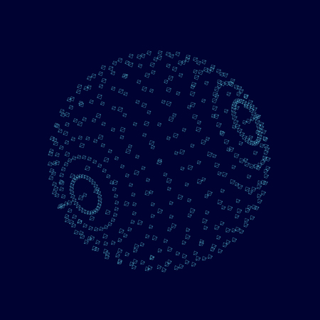 Wireframe of the sphere of polygons. 3D. Vector illustration.のイラスト素材