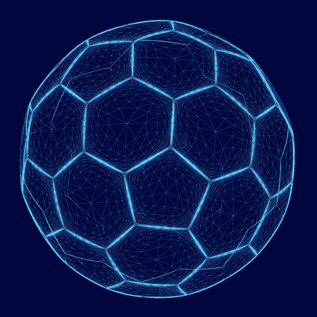 Wireframe of the soccer ball of the blue lines. Polygonal soccerのイラスト素材