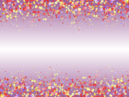 Festive background with multicolored confetti top and bottom. Multicolored stars. Vector illustration.のイラスト素材