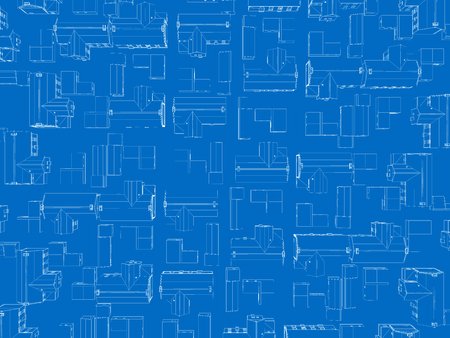 Background with contours of houses. View from above. Vector illustration.のイラスト素材