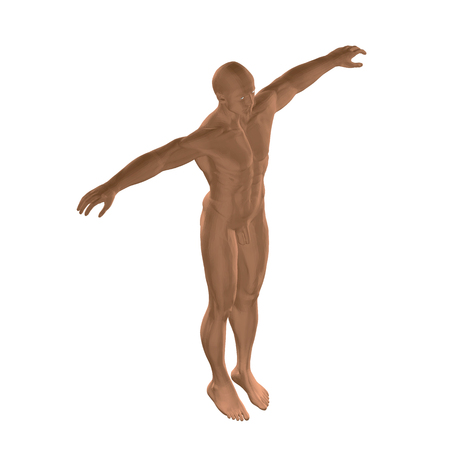 Vector model polygonal man. 3D. Isometric view. A man with his hands up. Nude male athletic. Vector illustrationのイラスト素材