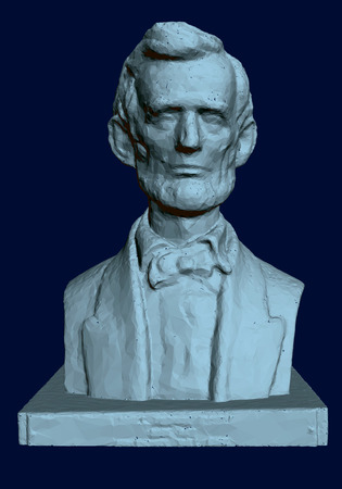 Statue of Abraham Lincoln. 3D. Bust of Lincoln on a dark background. Vector illustrationのイラスト素材