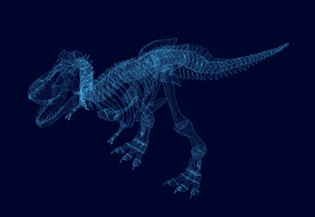 Polygonal dinosaur wireframe. Isometric view. 3D. Vectorのイラスト素材