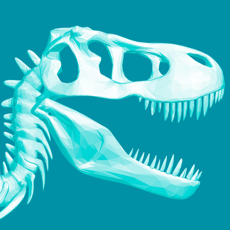 Polygonal dinosaur head. Skull of a prehistoric dinosaur. 3D. Vector illustration.のイラスト素材