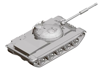 Polygonal model of a battle tank. 3D. View isometric. Vector illustration.のイラスト素材