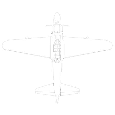 Airplane contour for landing on water. View from above. Vector illustrationのイラスト素材