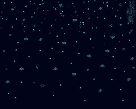 Background with snow. Many decorative snowflakes on a dark background. Vector illustrationのイラスト素材