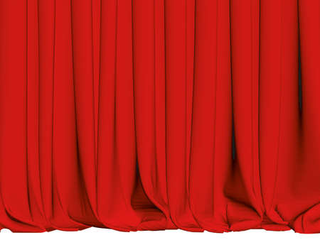 Red curtains with pleats. 3D. Vector illustrationのイラスト素材