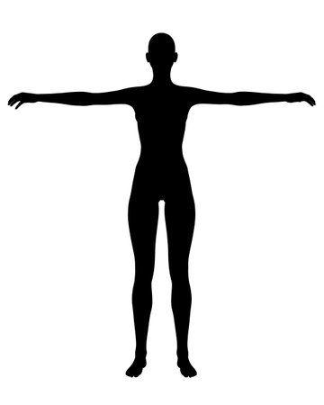 Silhouette of a girl on a white background. Front view. Vector illustrationのイラスト素材