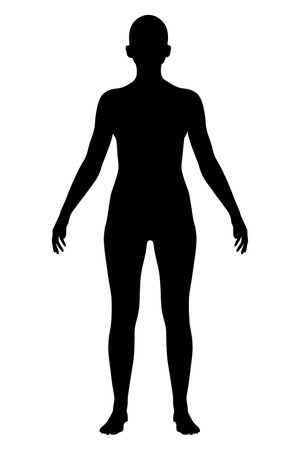 Silhouette of a naked girl isolated on a white background. Front view. Vector illustrationのイラスト素材