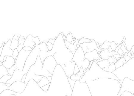 Contour of rocky mountains on a white background. Vector illustrationのイラスト素材