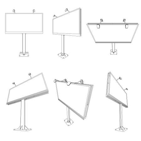 Set with contours of billboards isolated on white background. Vector illustrationのイラスト素材