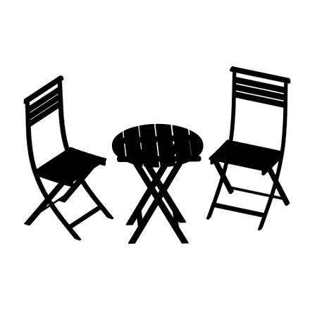 Silhouette of summer chairs and table isolated on a white background. Vector illustrationのイラスト素材