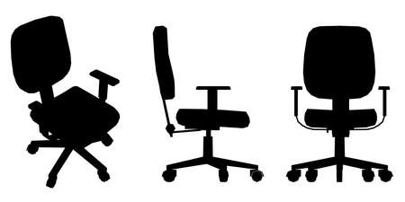 Set with silhouettes of an office chair in various positions isolated on a white background. Vector illustrationのイラスト素材